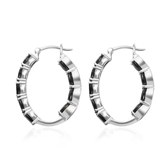 Elite Shungite Hoop Earrings In 925 Sterling Silver - Picture 2 of 5